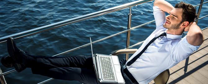 Concept for young businessman on vacation
