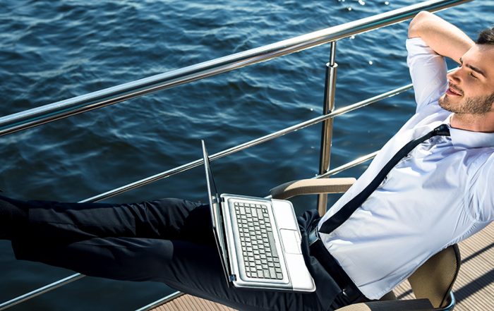 Concept for young businessman on vacation