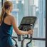 Woman exercising on an elliptical in a multi-family building